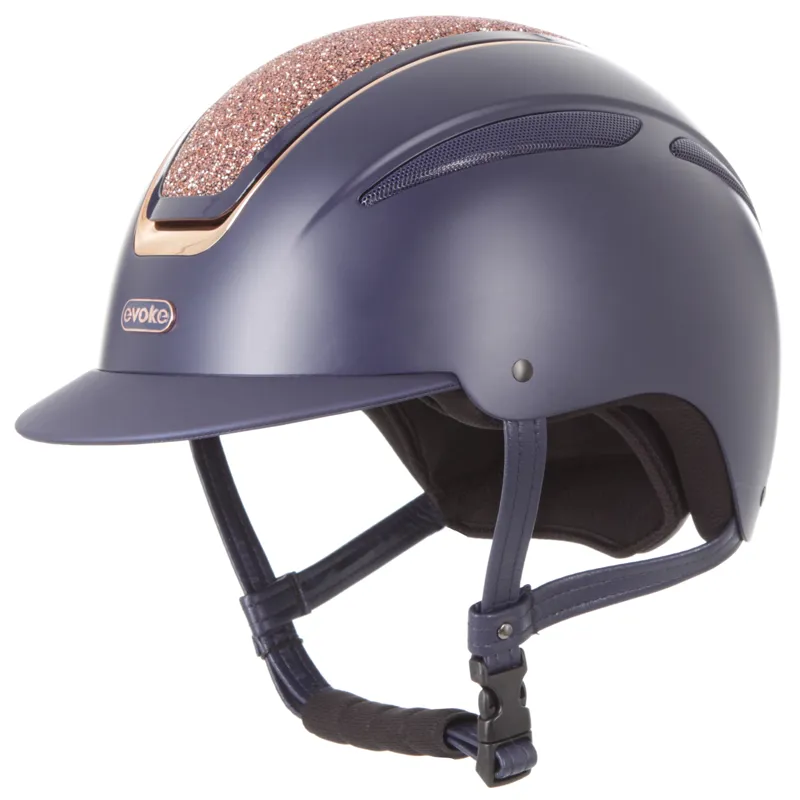 Callisto Classic Peak Navy/Rose Gold Riding Helmet-1